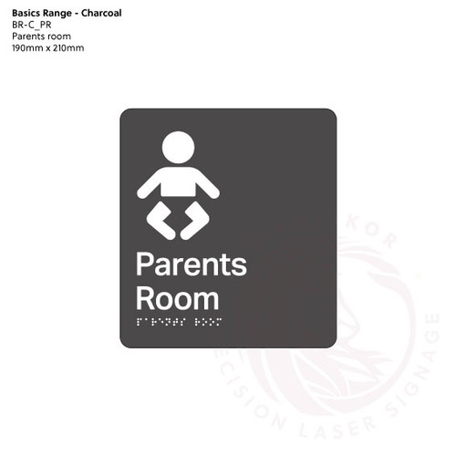 Basics Range - Charcoal Braille Signs - Parents Room