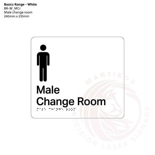 Basics Range - White Braille Signs - Male Change Room