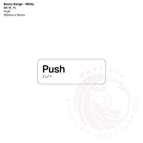 Basics Range - White Acrylic Braille Signs - Push