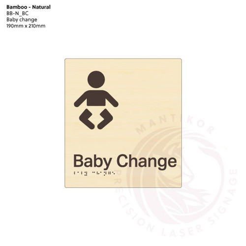 Natural Bamboo Tactile Braille Signs - Baby Change