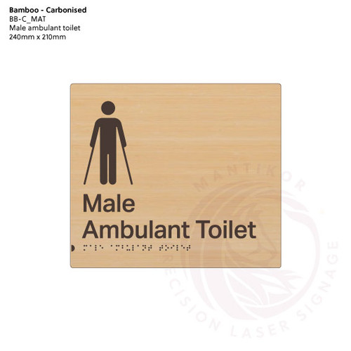 Carbonised Bamboo Tactile Braille Signs - Male Ambulant Toilet