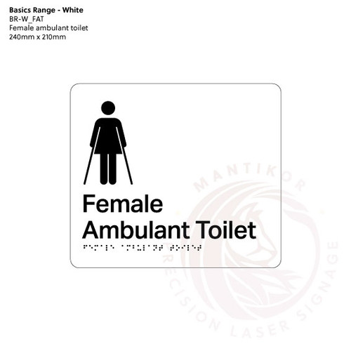 Basics Range - White Braille Signs - Female Ambulant Toilet