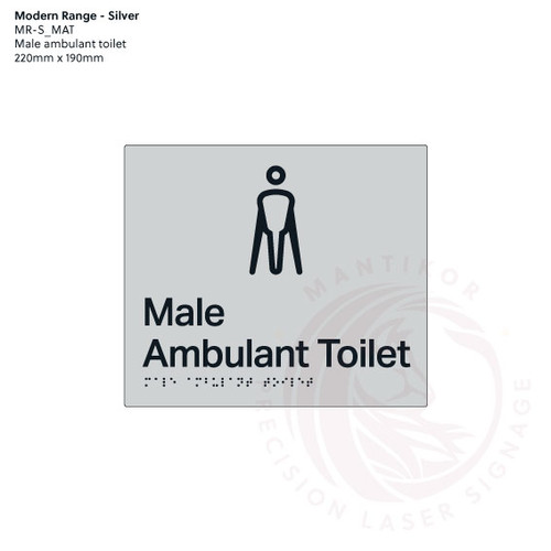 Modern Range - Silver Braille Signs - Male Ambulant Toilet