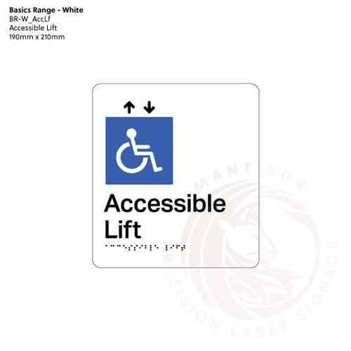 White Braille Signs - Accessible Lift