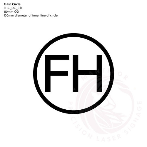 FH in Circle Decal in Gloss Black Vinyl - Feed Hydrant statutory sign