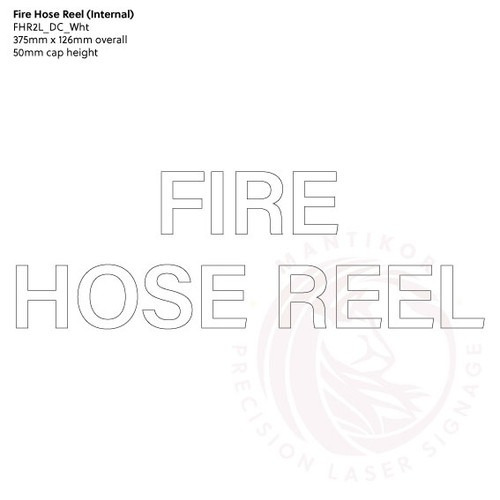 Fire Hose Reel Decal in White Vinyl - Standard statutory sign, compliant with the Building Code of Australia requirements.