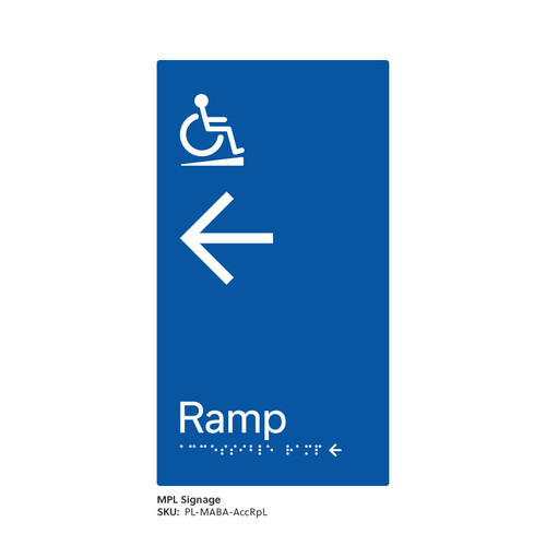 Pillar Range - Matte Accessible Blue Acrylic Braille Signs - Accessible Ramp Left Pillar Range - Matte Accessible Blue Acrylic Braille Signs - Accessible Ramp Left