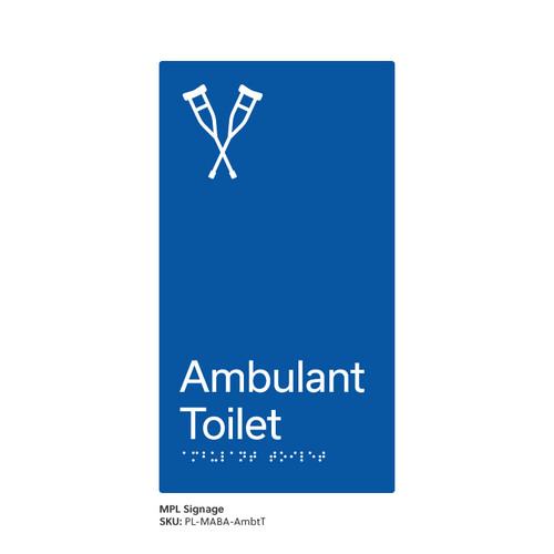 Pillar Range - Matte Accessible Blue Acrylic Braille Signs - Ambulant Toilet Pillar Range - Matte Accessible Blue Acrylic Braille Signs - Ambulant Toilet