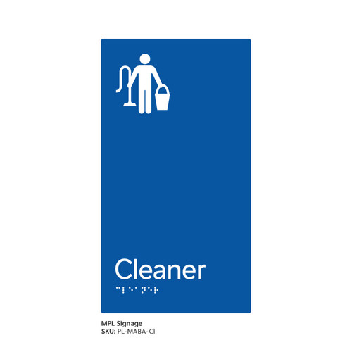 Pillar Range - Matte Accessible Blue Acrylic Braille Signs - Cleaner Pillar Range - Matte Accessible Blue Acrylic Braille Signs - Cleaner