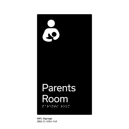 Pillar Range - Matte Black Acrylic Braille Signs - Parents Room
