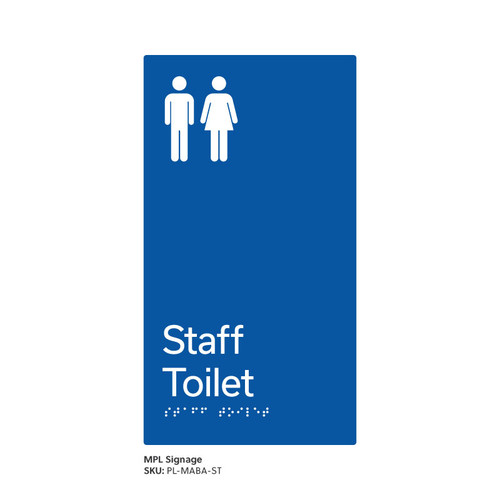 Pillar Range - Matte Accessible Blue Acrylic Braille Signs - Staff Toilet