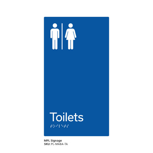 Pillar Range - Matte Accessible Blue Acrylic Braille Signs - Toilets (AirlocK)