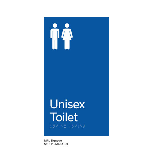 Pillar Range - Matte Accessible Blue Acrylic Braille Signs - Unisex Toilet