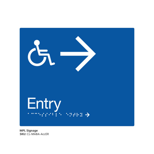 Class Range - Matte Accessible Blue Acrylic Braille Signs - Accessible Entry Right