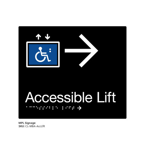 Class Range - Matte Black Acrylic Braille Signs - Accessible Lift Right