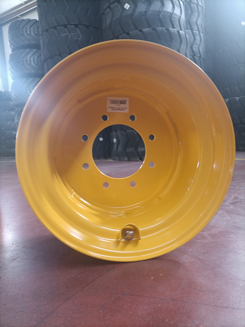 HORSESHOE 16.5x9.75 heavy duty skid steer Yellow (CT) steel rim for tire size 12-16.5, 8 lug bolt pattern 8x8", 6" Center Pilot Hole, 8" Offset Included brass valve stem & stem protector - 9.75x16.5 12x16.5