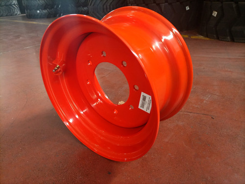 HORSESHOE 16.5x8.25 heavy duty skid steer Orange (BT) steel rim for tire size 10-16.5, 8 lug bolt pattern 8x8", 6" Center Pilot Hole, 4" Offset Included brass valve stem & stem protector - 8.25x16.5 10x16.5