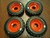 2-Pks HORSESHOE 10-16.5 16PLY R-4 Extra Thick Rim-Guard Wall Super Heavy Duty LRH Tires mounted on 16.5x8.25 Bolt 8x8" Orange Steel Rims w/Brass Valve Stem & Stem Protector 10x16.5 8.25x16.5 (1 Left + 1 Right)