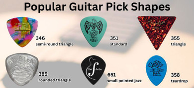 Most Popular Guitar Pick Shapes: 346, 351, 355, 358, 385, and 651 Most Popular Guitar Pick Shapes: 346, 351, 355, 358, 385, and 651