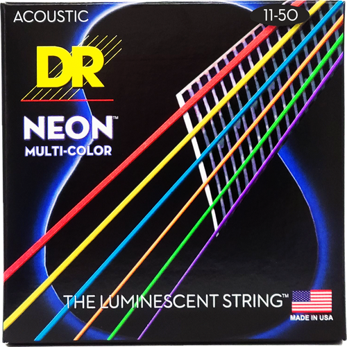 DR Strings K3 Hi-Def Neon Multicolor Acoustic Strings 11-50 front