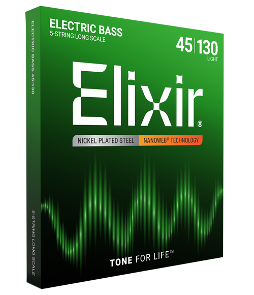 Elixir Nanoweb Coated Nickel 5-String Bass Strings 45-130