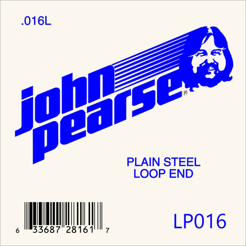 John Pearse Silvered Plain Steel Loop End .016 Single String