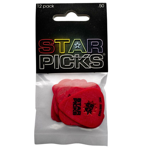 Everly Star Guitar Picks Red Thin 12-Pack .50 in package