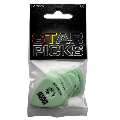 Everly Star Guitar Picks Green Medium 12-Pack .88 in package