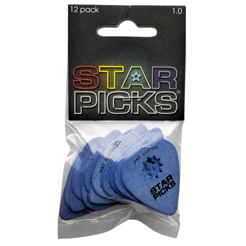 Everly Star Guitar Picks Blue Medium Heavy 12-Pack 1.0 in package
