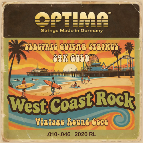 Optima Vintage Round Core West Coast 24K Gold Electric Guitar Strings