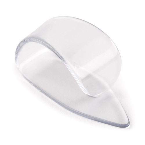 Dunlop Clear Thumbpick Large single guitar pick corner view
