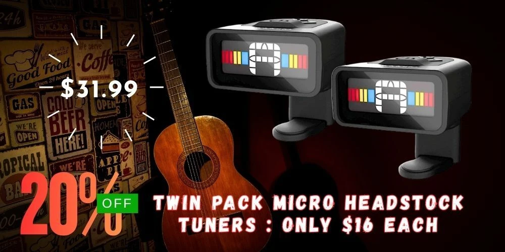 20% OFF D'Addario Twin Pack Micro Headstock Tuner