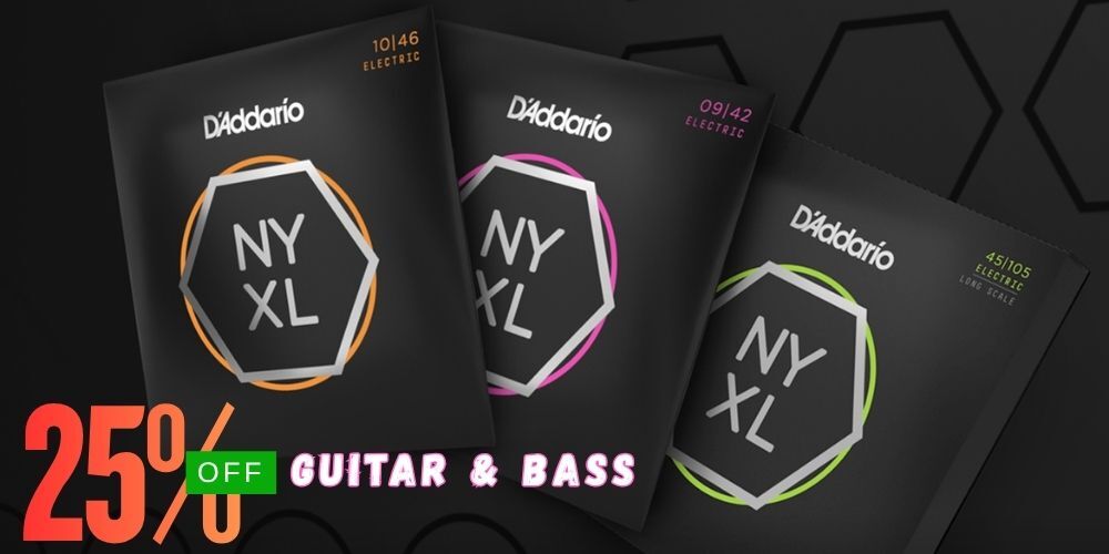 Up to 25% off D'Addario NYXL Guitar and Bass Strings