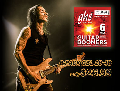 GHS Boomers SALE only $26.99 for a 6-pack of guitar strings gauges 10-46.