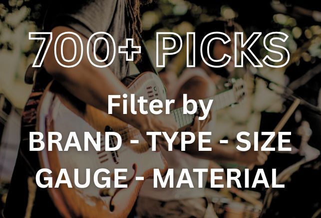 Filter and easily buy guitar picks at the f-hole.