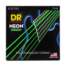 DR Strings Hi-Def Neon Green K3 Coated Electric Strings 10-46 front