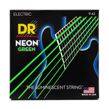 DR Strings Hi-Def Neon Green K3 Coated Electric Strings 9-42 front