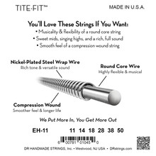 DR Strings Tite Fit Round Core Electric Guitar Strings 11-50 back