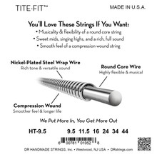 DR Strings Tite Fit Round Core Electric Guitar Strings 9.5-44 back