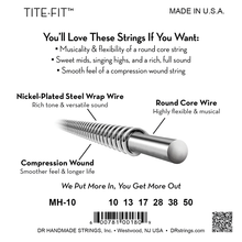 DR Strings Tite-Fit Round Core Electric Guitar Strings 10-50 back