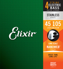 Elixir Nanoweb Coated Stainless Steel Bass Strings 45-105