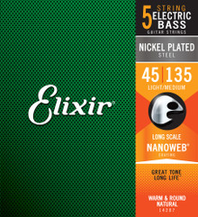 Elixir Nanoweb Coated Nickel 5-String Bass Strings 45-135