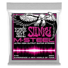 Ernie Ball M-Steel Super Slinky Electric Guitar Strings 9-42 - front of package