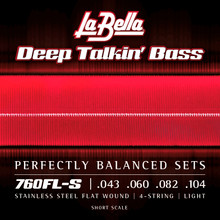 La Bella Flat Wound Short Scale Electric Bass Strings 43-104