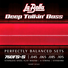 La Bella Flat Wound Short Scale Electric Bass Strings 45-105