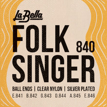 La Bella Silver & Clear Ball-End Folk Singer Guitar Strings front package