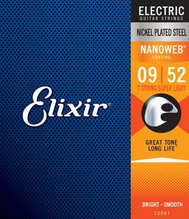 Elixir NanoWeb 7-String Electric Guitar Strings 9-52 - the f-hole