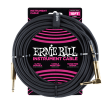 Ernie Ball 10ft Black Instrument Cable Straight-Angle Gold Ends