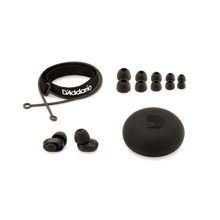 D'Addario dBUD High-Fidelity Adjustable Hearing Protection whole kit