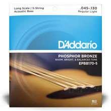 D'Addario Phosphor Bronze 5-String Acoustic Bass Strings 45-130